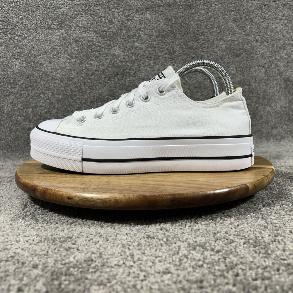 Converse Chuck Taylor All Star Lift Women’s Sz 9 White Canvas Low Platform Shoes - Picture 5 of 11